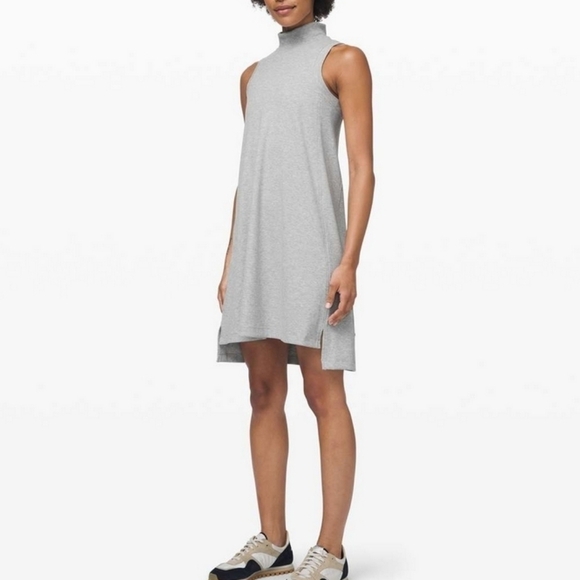 lululemon athletica Dresses & Skirts - Lululemon Gone for the Week Dress Heathered Core Light Grey Medium  Ribbed Modal